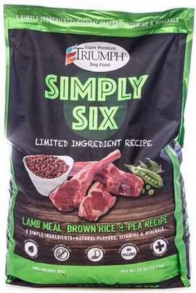 14 Lb Triumph Simply Six Lamb Meal, Brown Rice & Pea - Treat